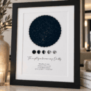 Personalised star map print with custom night sky and message for dad.