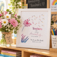 Personalised teacher gift print with dandelion and seeds of knowledge design.