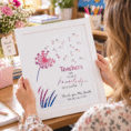 Personalised teacher gift print featuring dandelion design and seeds of knowledge.