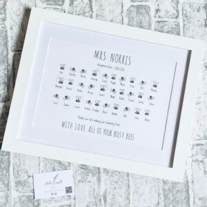 Personalised Bee Teacher Gift Print – Class Thank You Keepsake