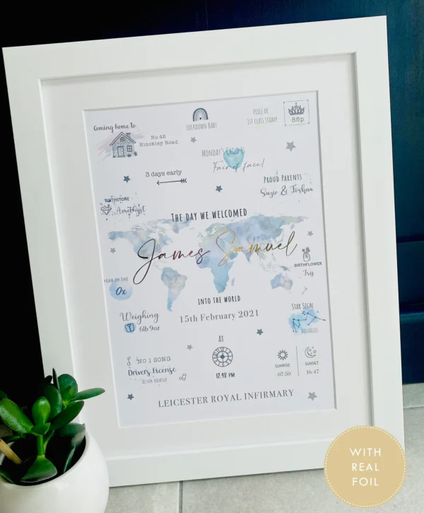 The Day You Were Born Foil Birth Statistics Print (2) The Day You Were Born Foil Birth Statistics Print (2)