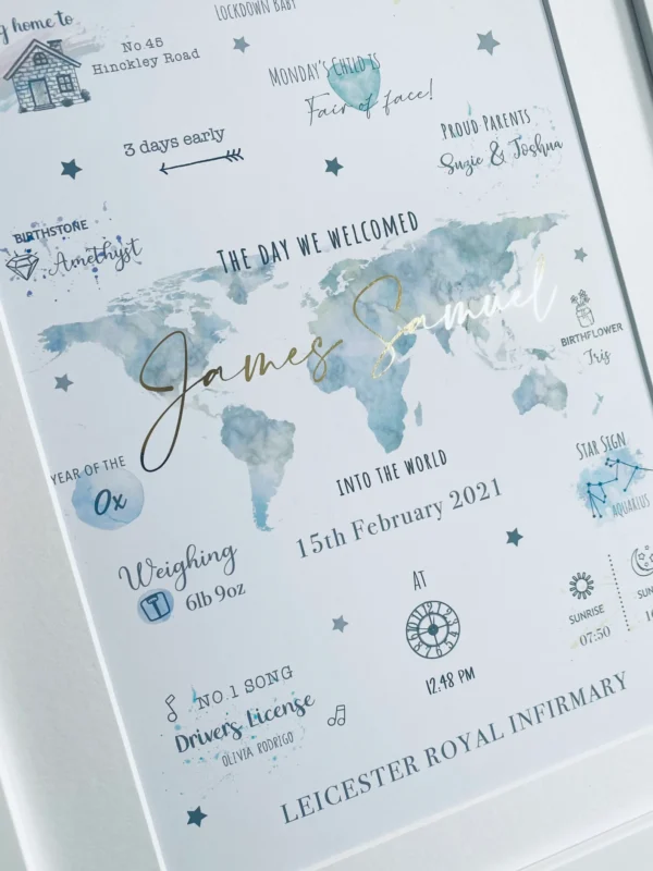 The Day You Were Born Foil Birth Statistics Print (3) The Day You Were Born Foil Birth Statistics Print (3)