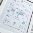 Personalised baby birth print with blue and green world map design and details.