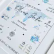 Personalised baby birth print with world map and watercolour design.