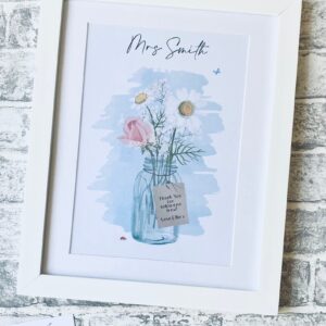 Personalised Flower Teacher Gift Print – Thank You Teacher Keepsake