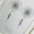 Personalised friendship print with daisy flowers and names Amber and Sophia.