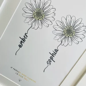 Personalised Best Friend Flower Print – Friendship Gift for Best Friends