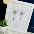 Personalised daisy print with real foil for friends, with names Amber and Sophia.