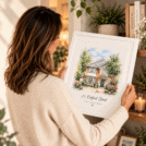 Personalised watercolor house portrait from a photo by Artiecrafts by Lucy.