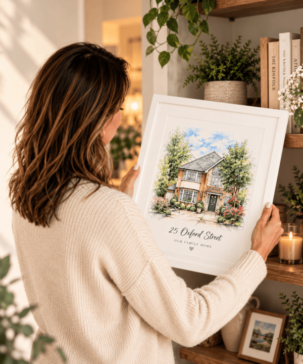 Personalised watercolor house portrait from a photo by Artiecrafts by Lucy.