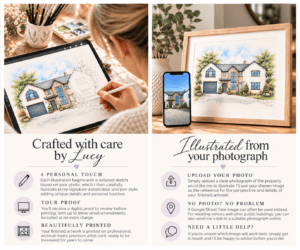 Watercolour house portrait created from a photograph, showcasing detailed architecture.