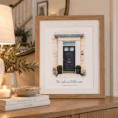 Personalised watercolour of a front door with address No. 21aint Drive.