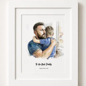 Personalised Watercolour Couple Portrait – Custom Line Drawing from Photo