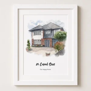Personalised Watercolour House Portrait – Custom New Home Gift