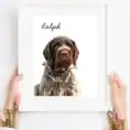Personalised watercolor pet portrait of a dog with the name Ralph.