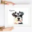 Custom watercolour pet portrait of a dog with the name Kipper.
