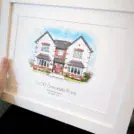 Watercolour house portrait of No.20 Greendale Road by Artiecrafts Lucy.