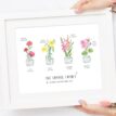 Personalised family print featuring birth flowers for each family member.