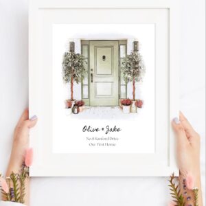 Personalised Watercolour Front Door Portrait – Custom New Home Gift
