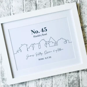New Home House Line Print – Personalised Typographic Housewarming Gift