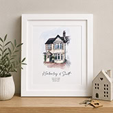 Handmade watercolor painting of a Victorian house by Artiecrafts by Lucy.